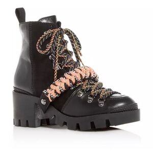 SCHUTZ Women's Black and Orange Lace-Up Boots
